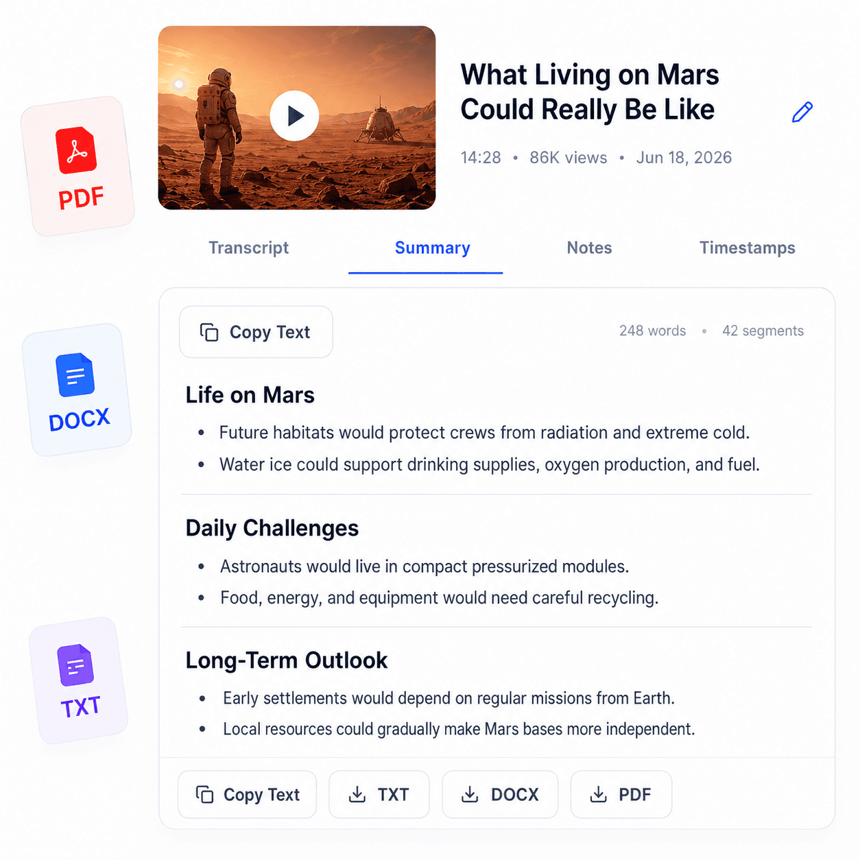 Example of using AI YouTube Summary